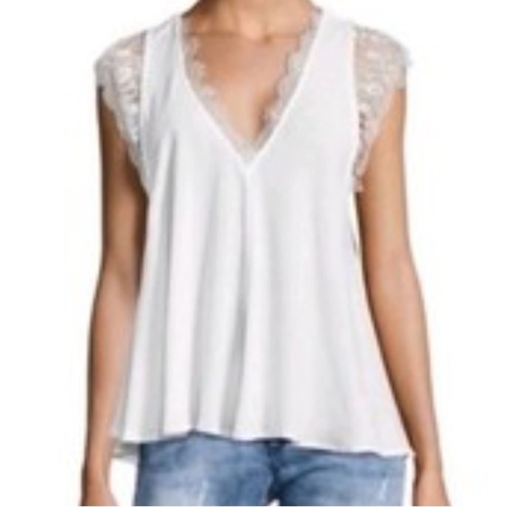 Free People Movin On Lace Details Top.